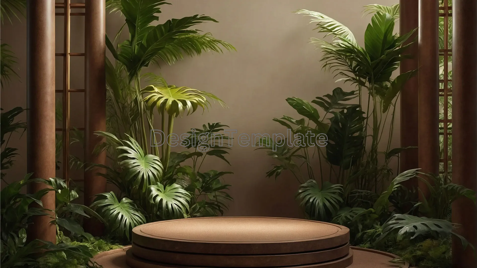 Eco-Chic Circular Platform Tropical Garden Image image